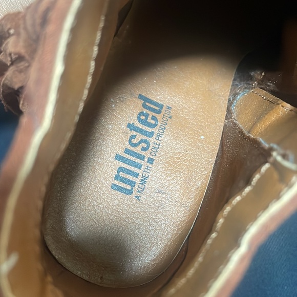 Kenneth Cole Tan High Heel booties with side fringe - Picture 5 of 5